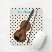 Viool op Zwart & Ivoor Polka Dots Custom (Blauw) Muismat (Met muis)