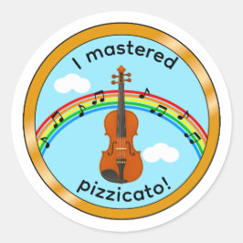 Viool Pizzicato Kinderen Medaille Motivatie Sticke Ronde Sticker