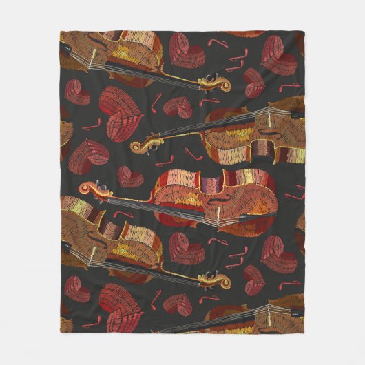 Viool rood hart muziek patroon fleece deken (Voorkant)