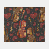 Viool rood hart muziek patroon fleece deken (Voorkant (Horizontaal))