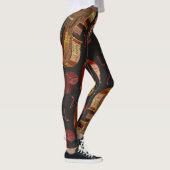 Viool rood hart muziek patroon leggings (Rechts)