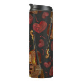 Viool rood hart muziek patroon thermosbeker (Geroteerd rechts)