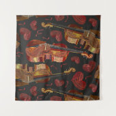 Viool rood hart muziek patroon wandkleed (Voorkant (horizontaal))
