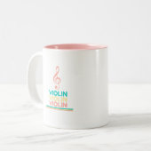 Viool Roze Treble Clef Tweekleurige Koffiemok (Voorkant links)
