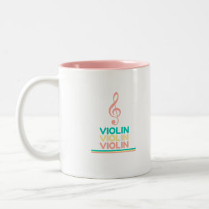 Viool Roze Treble Clef Tweekleurige Koffiemok