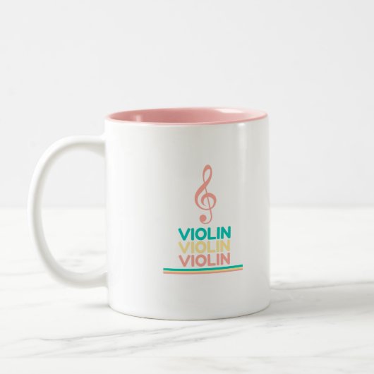 Viool Roze Treble Clef Tweekleurige Koffiemok (Links)