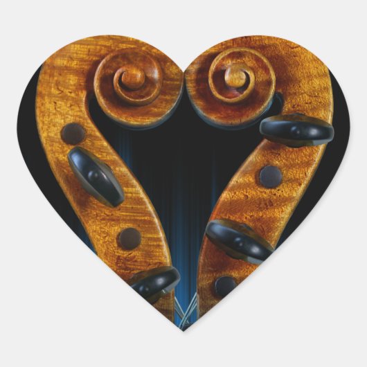 Viool Scroll Pegs Heart Hart Sticker (Voorkant)