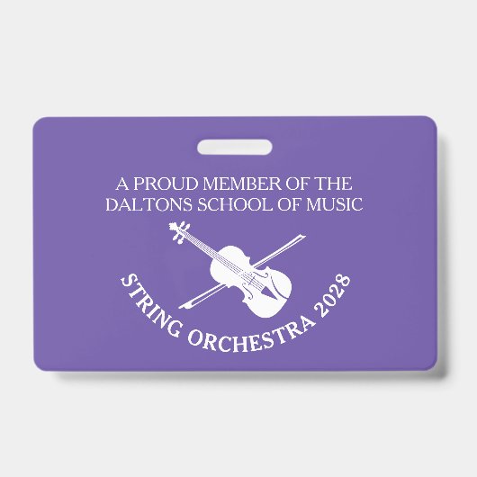 Viool snaren orkest gepersonaliseerde naam badge (Voorzijde)