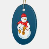 Viool Sneeuwman Keramisch Ornament (Links)