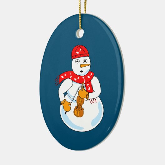 Viool Sneeuwman Keramisch Ornament (Links)
