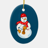 Viool Sneeuwman Keramisch Ornament (Voorkant)