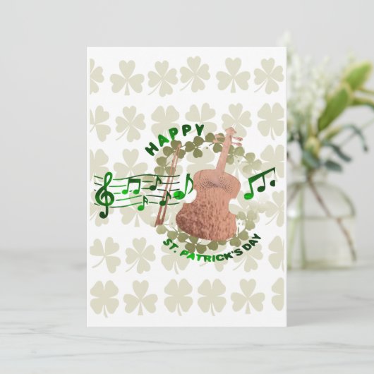 Viool St. Patrick's Day Feestdagenkaart (Staand voorkant)