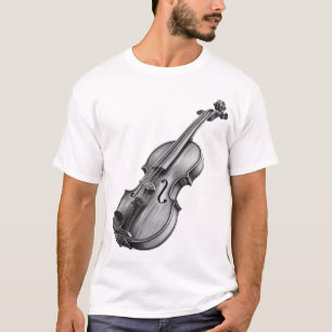 Viool tekening zwart-wit schets t-shirt