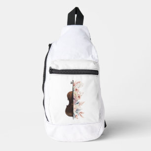 Viool tussen de bloemen. Boeket bloemen. Sling Bag