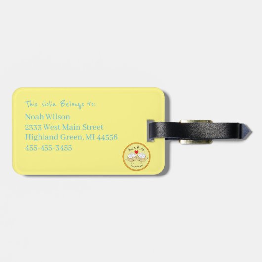 Viool Uil Leuke Muziek Kinder Bagagelabel (Achterkant horizontaal)