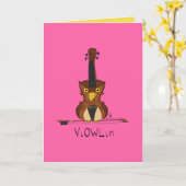 Viool Uil Leuke Muziek Kinder Kaart (Gele Bloem)