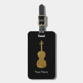 Viool / Viola Gold Glitter Hoesje Label, gepersona Bagagelabel (Voorkant verticaal)