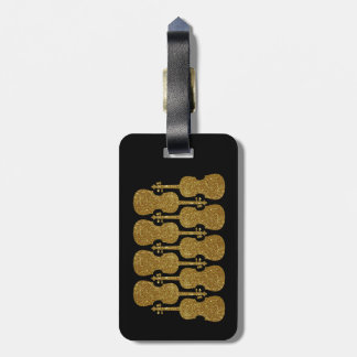 Viool / Viola Gold Glitter Hoesje Label, gepersona Bagagelabel