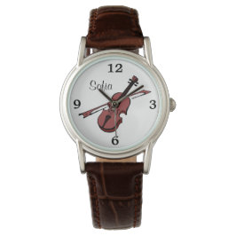 Viool Viola Muzieknaam Monogram Wit Gezichtshorlog Horloge