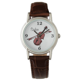 Viool Viola Muzieknaam Monogram Wit Gezichtshorlog Horloge