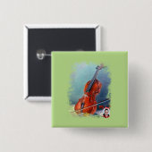 Viool/Violine Vierkante Button 5,1 Cm (Voorkant /achterkant)