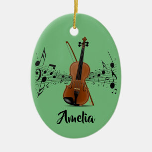 Viool Violinist Muzieknoten Ontwerp Keramisch Ornament