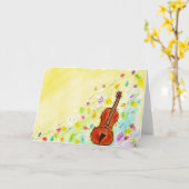 Viool- Wenskaart Kaart (Gele Bloem)