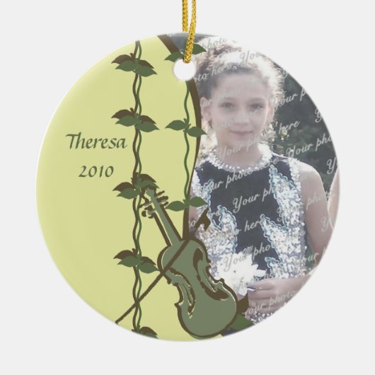 Viool Woodland Foto Keramisch Ornament (Voorkant)