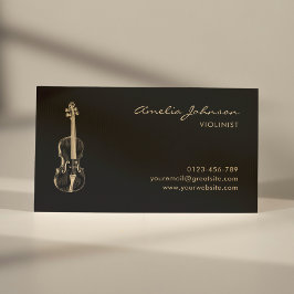 Viool Zwart Goud Elegante Moderne Muziek Leraar Visitekaartje