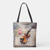 Vioolbladmuziek en Bloem Tote Bag (Achterkant)