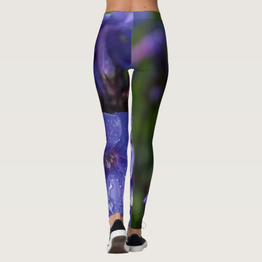 Vioolbloemleggings met ochtendroséwijn leggings (Achterkant)