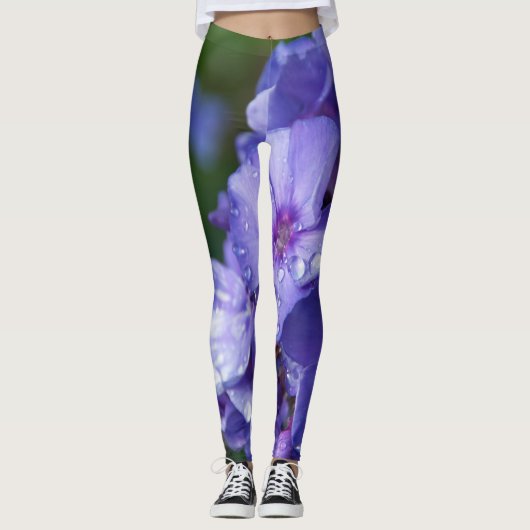 Vioolbloemleggings met ochtendroséwijn leggings (Voorkant)