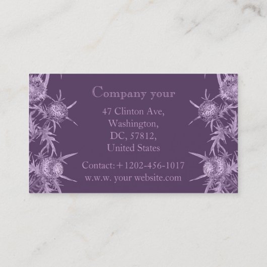 vioolbloempatroon visitekaartje (Achterkant)