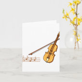 Vioolboog en muziekpersoneel in bruine grafiek kaart (Gele Bloem)