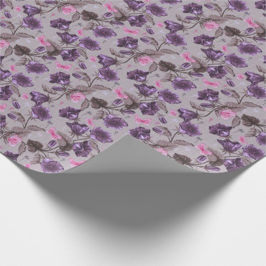 vioolbuisjes en roze vlinderpatroon cadeaupapier (Hoek)