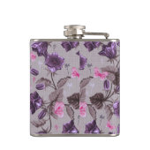 vioolbuisjes en roze vlinderpatroon heupfles (Achterkant)