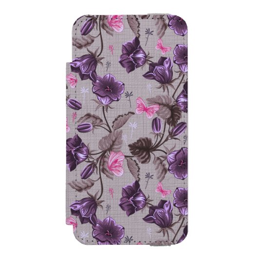 vioolbuisjes en roze vlinderpatroon incipio iPhone portemonnee hoesje (Voorkant Agenda)
