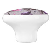 vioolbuisjes en roze vlinderpatroon keramische knop (Zijkant)