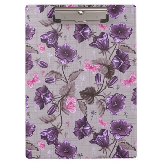 vioolbuisjes en roze vlinderpatroon klembord (Voorkant)