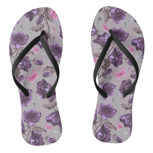 vioolbuisjes en roze vlinderpatroon teenslippers (Voetbed)