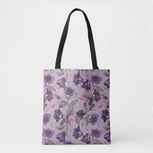 vioolbuisjes en roze vlinderpatroon tote bag (Voorkant)