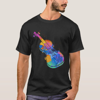 Vioolinstrument Grafische Kleurrijke Vioolmuziek T-shirt