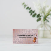 vioolinstrument | Luxe Damaskpatroon Visitekaartje (Staand voorkant)