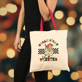 Vioolleraar Holly Jolly Christmas Retro Santa Tote Bag