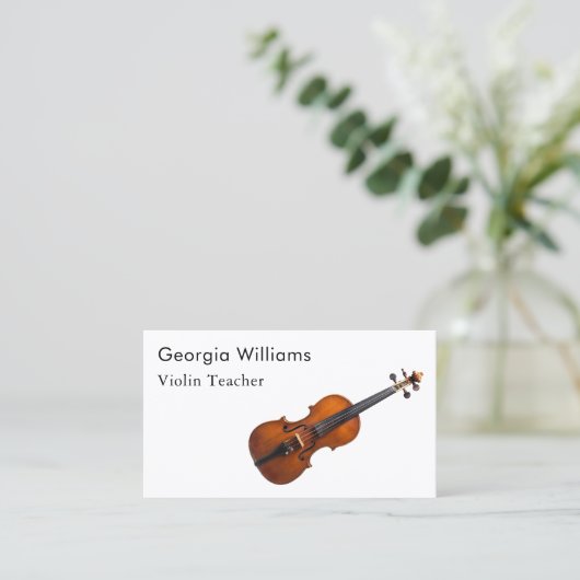 Vioolleraar Muziekinstrument Tutor QR Code Visitekaartje (Staand voorkant)