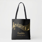 Vioolleraar & Student Gouden Muzieknoten Chic Tote Bag (Voorkant)