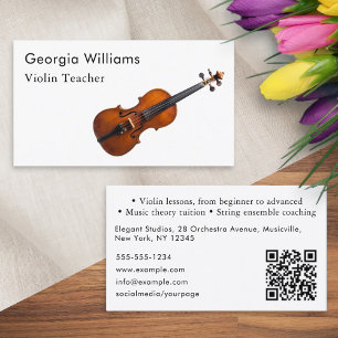 Vioolleraren Muziekleraar QR-code Visitekaartje
