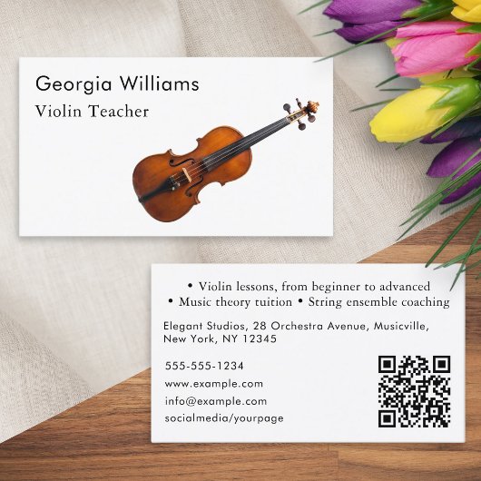 Vioolleraren Muziekleraar QR-code Visitekaartje