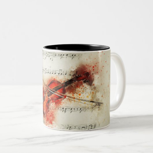 Vioolmuziek Dansconcert Waltz Man Vrouw Tweekleurige Koffiemok (Voorkant rechts)