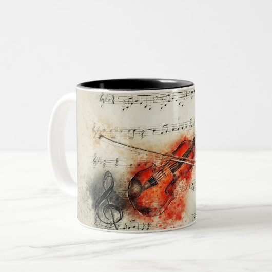 Vioolmuziek Dansconcert Waltz Man Vrouw Tweekleurige Koffiemok (Voorkant links)